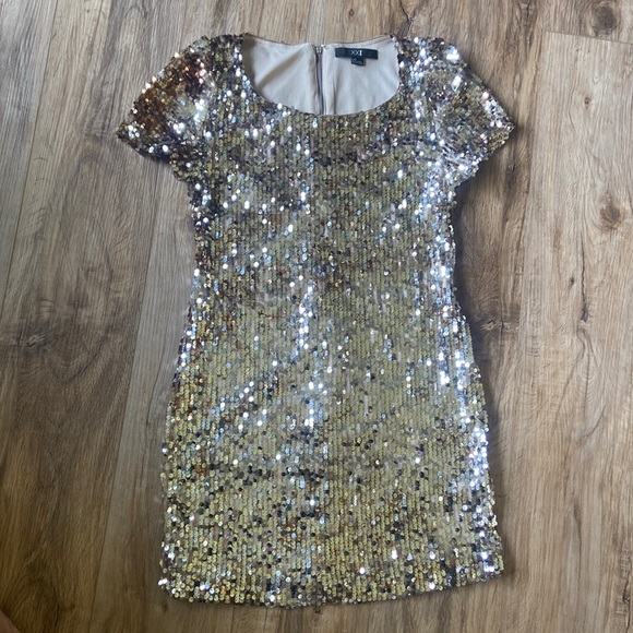 Gold sequin New Years Gatsby party dress size large - Picture 1 of 5